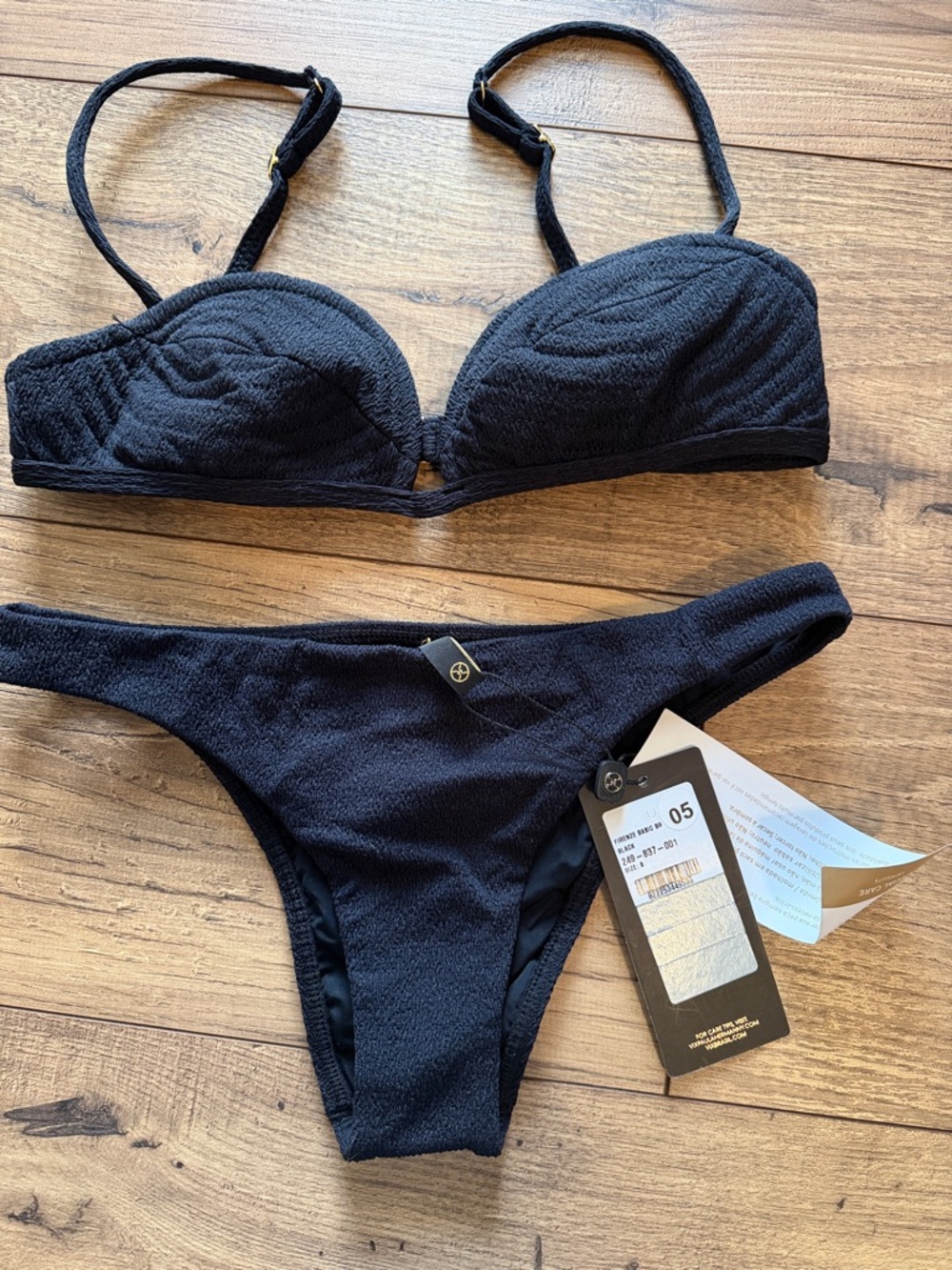 NWT ViX Paula Hermanny Firenze Basic Bikini Set - Black - S